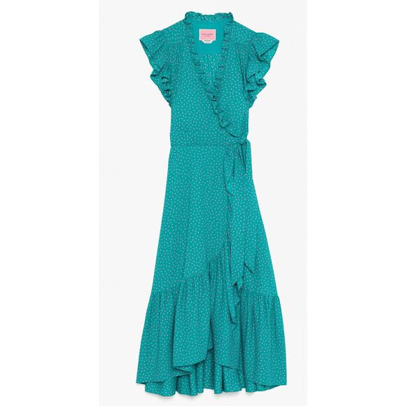 Kate Spade Poolside Dot Wrap Dress Womens 10 Emerald Coast Green Pink New - Picture 4 of 14
